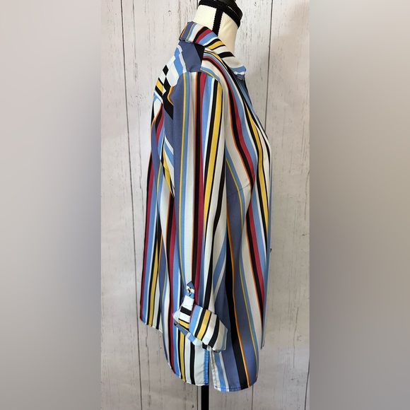 Anne Klein Striped Women Multicolor Blouse Size 10 - Picture 3 of 8